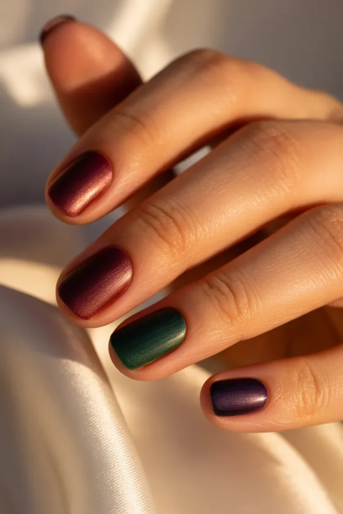 Velvet nails, soft shimmer