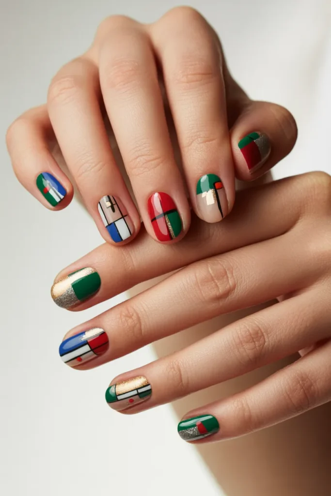 abstract holiday nails