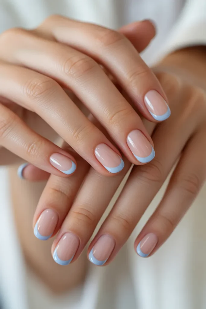 baby blue French tip nails
