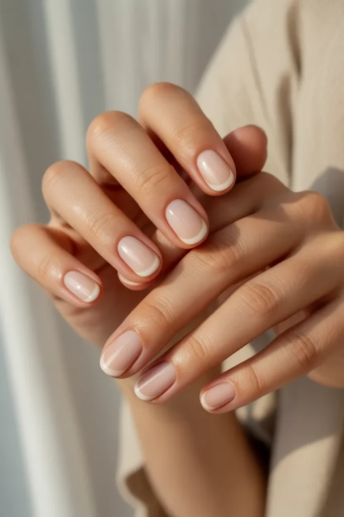  beige french tip nails
