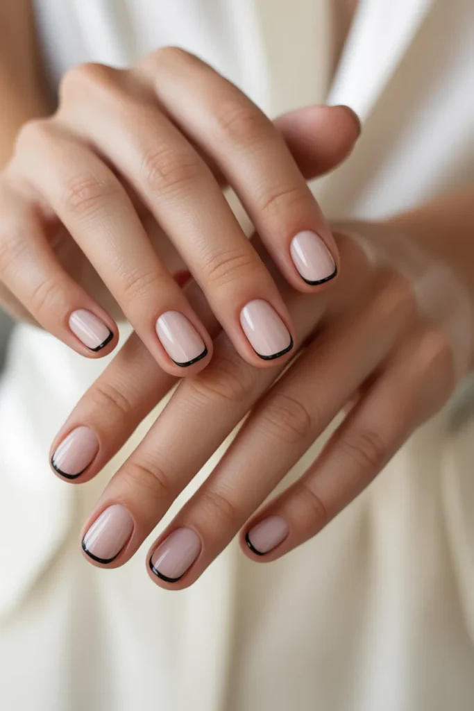 black outline french tip nails