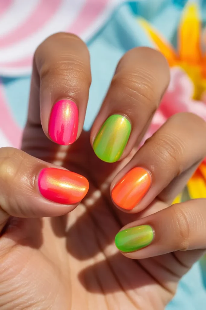 bright neon jelly nails