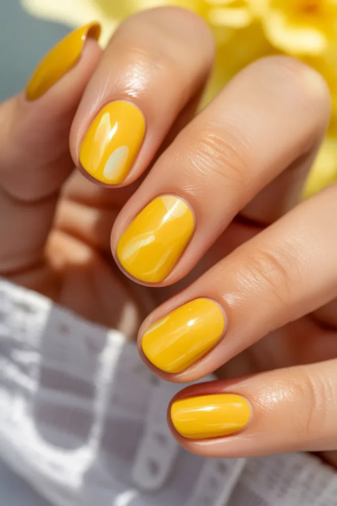 bright yellow translucent jelly nails