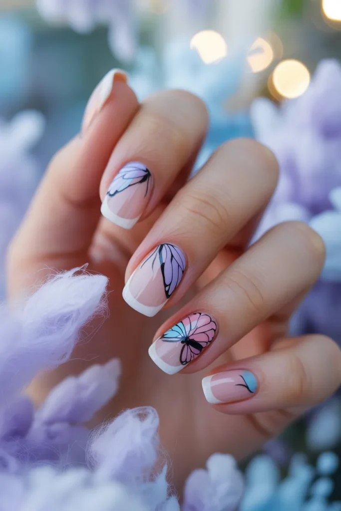 butterfly french tip nails
