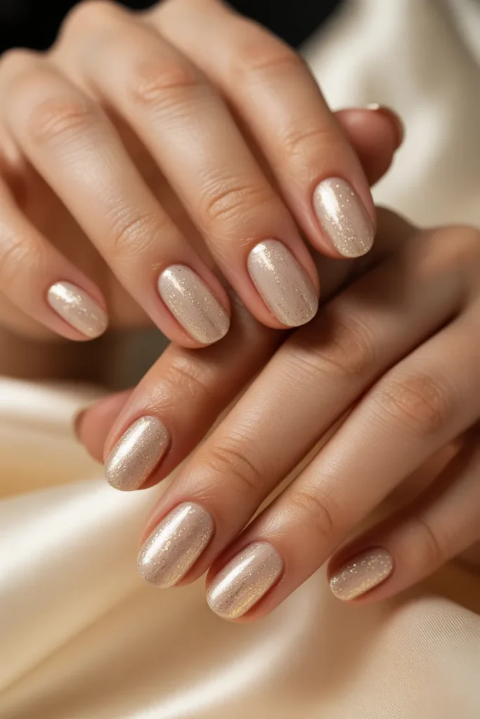 champagne glitter nails