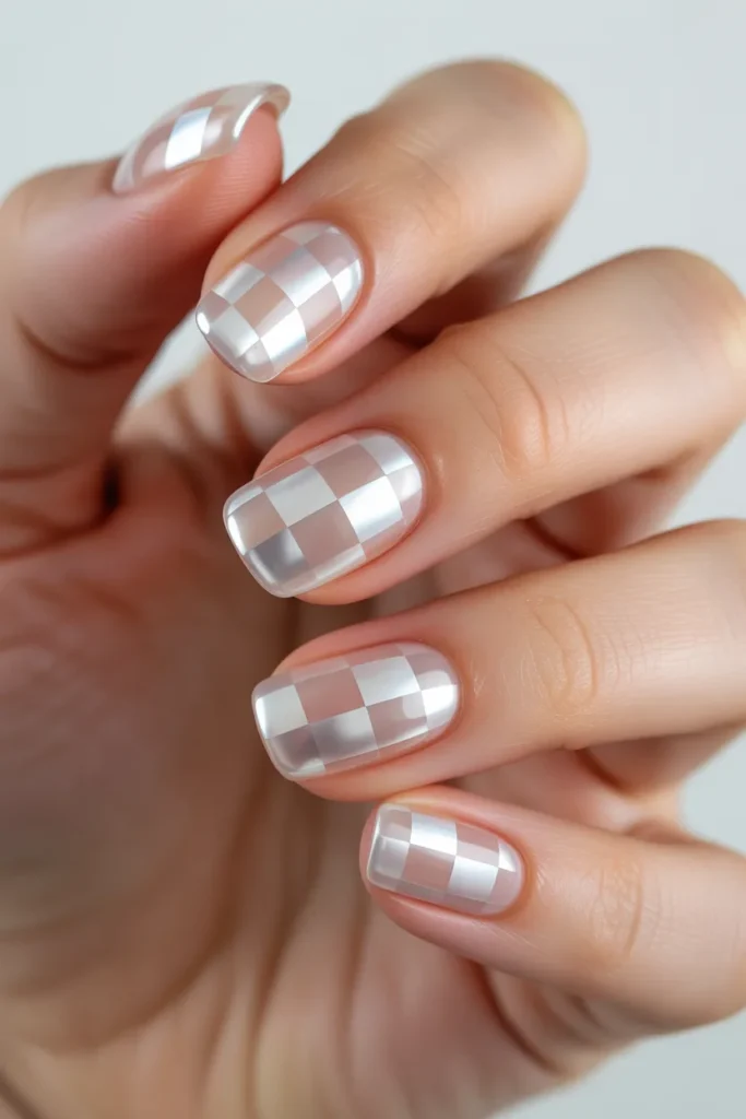 checkerboard pattern in jelly nails