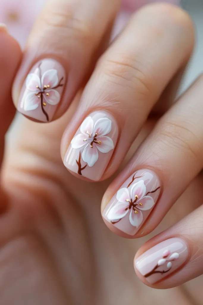 cherry blossom nail art