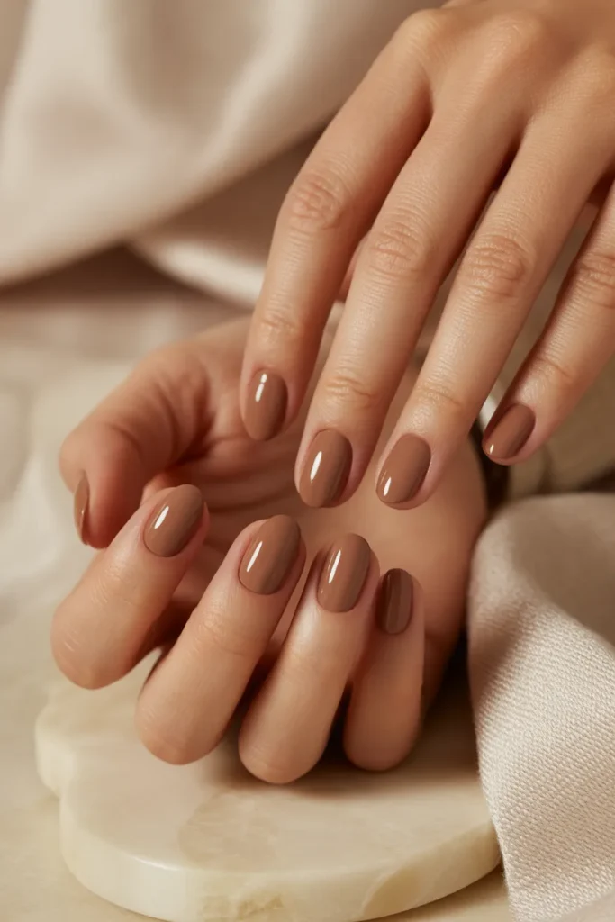 coffee nude nails