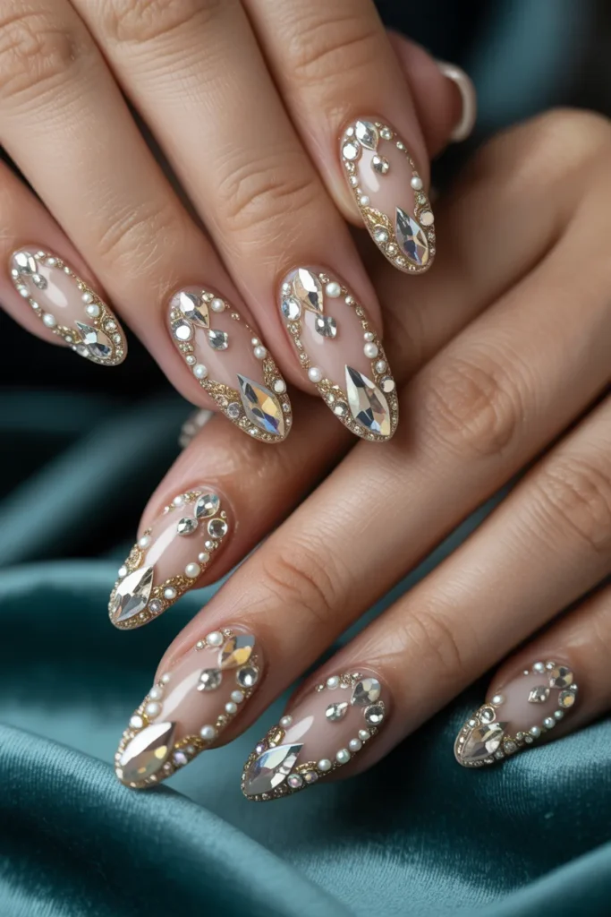 crystal nail art rhinestones luxury festive nails