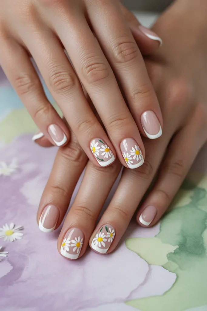 daisy french tip nails