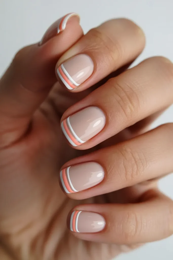double line french tip nails