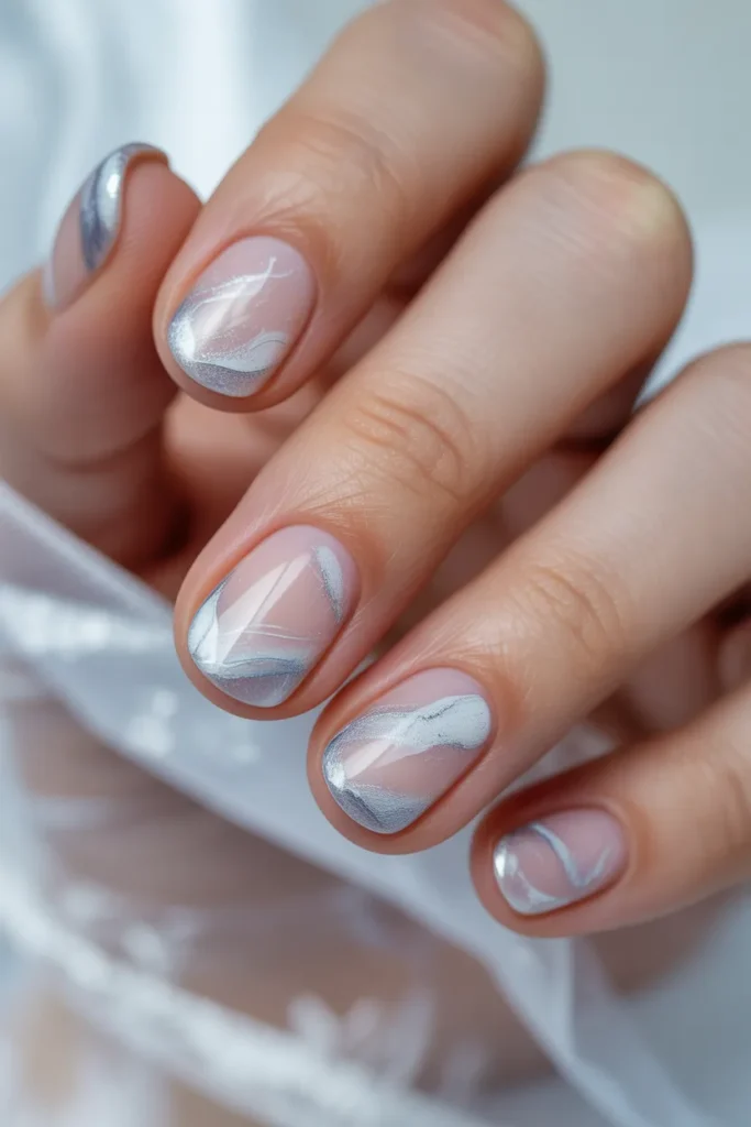 frosted glass nails, transparent effect