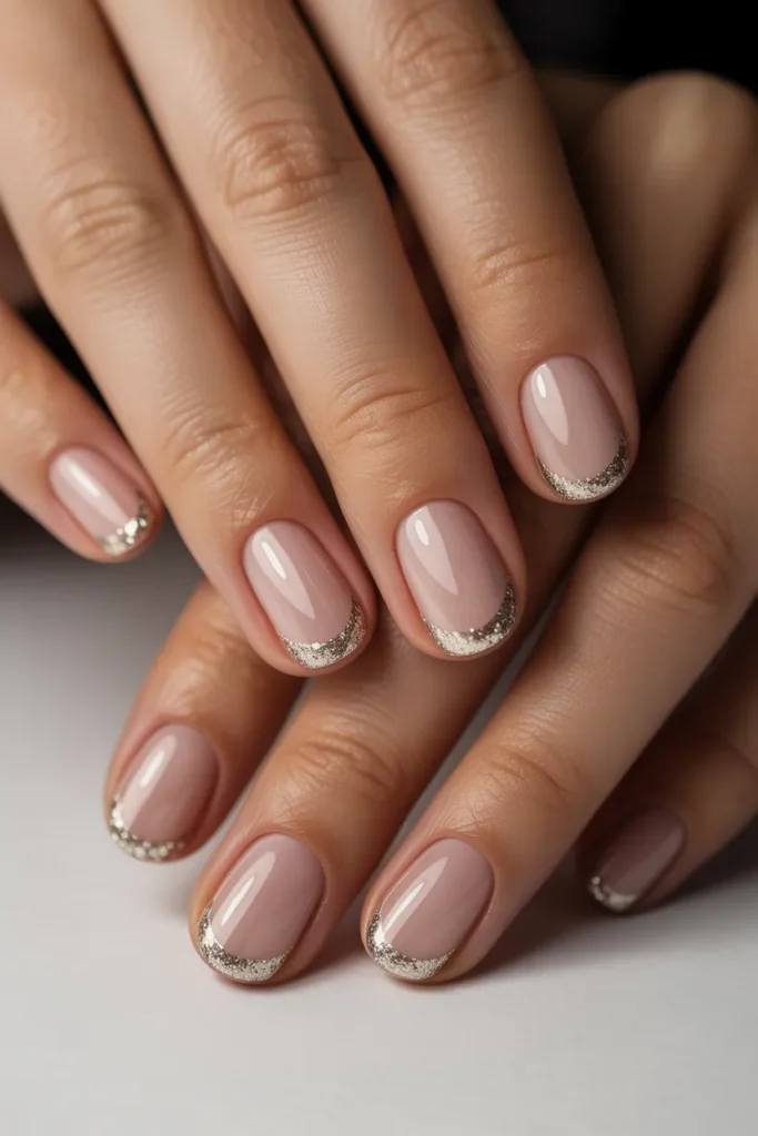 glitter french tip nails