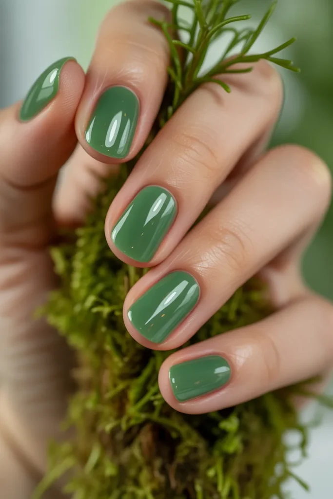 green translucent jelly nails, glossy finish