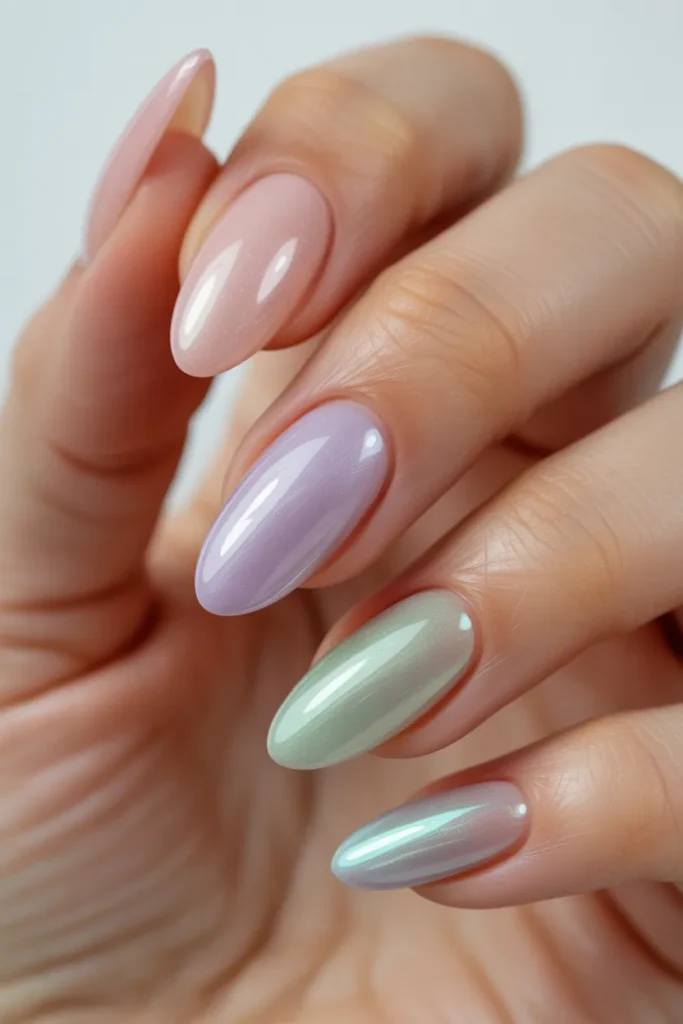 jelly almond nails pastel transparent