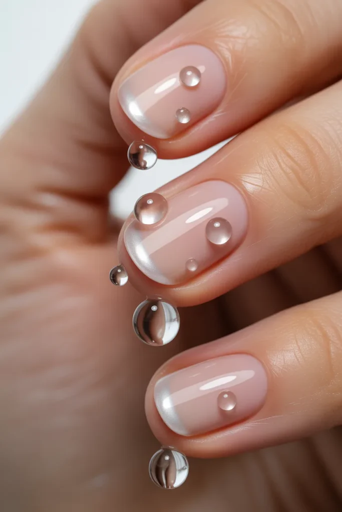 jelly nails with 3D water droplet effect