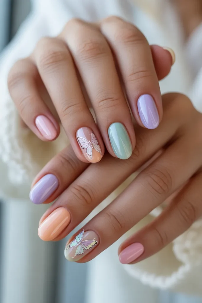  jelly nails with butterfly designs
