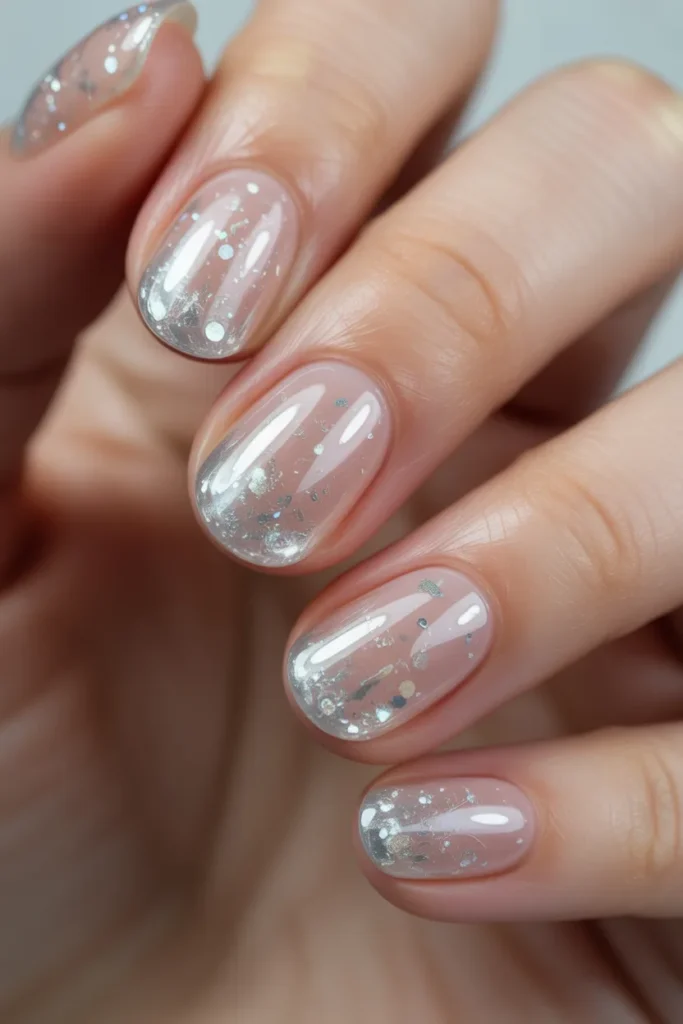 jelly nails with embedded glitter