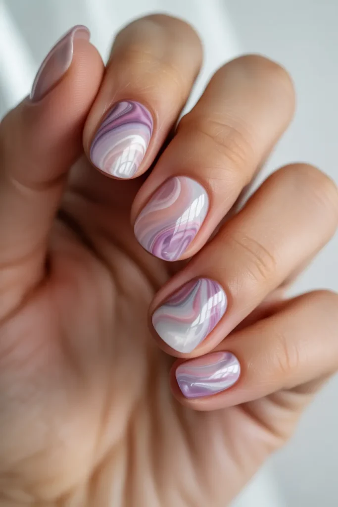  jelly nails with marble effect