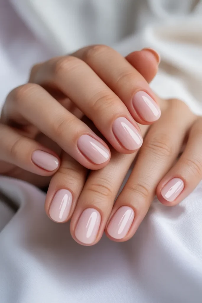 light pink milky nails