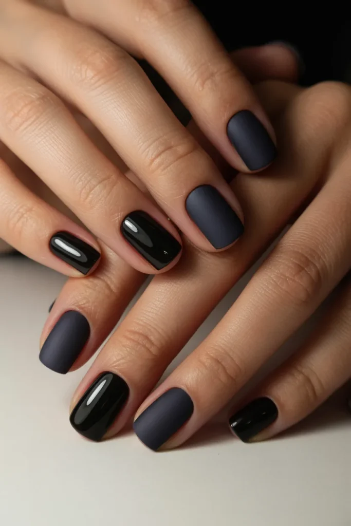 matte glossy nails combo