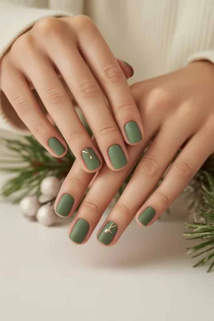 matte green nails