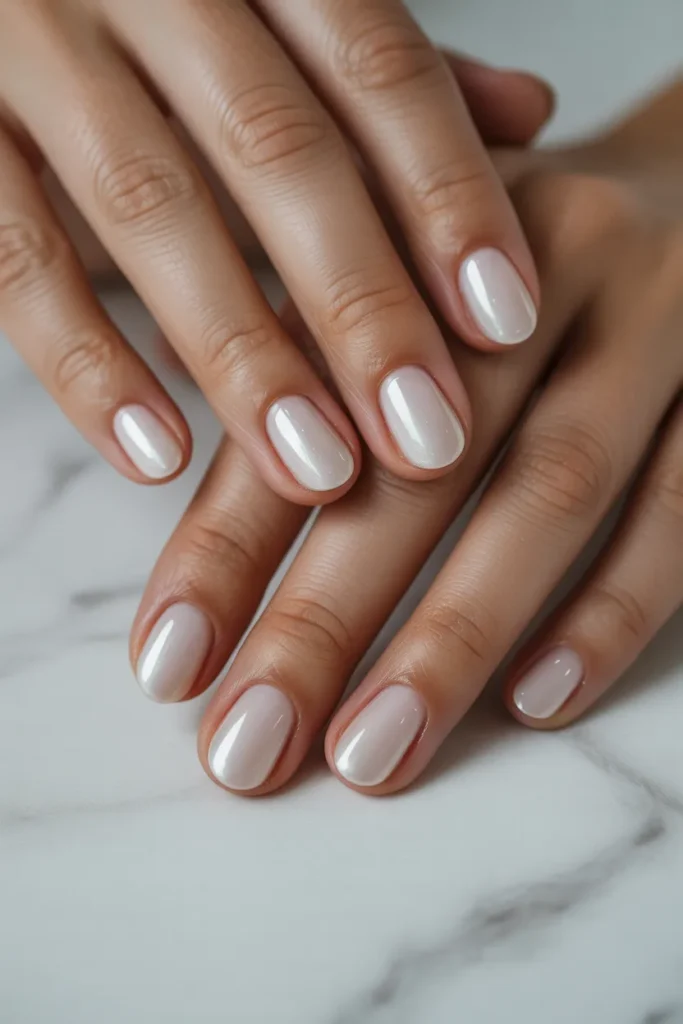 milky white translucent jelly nails