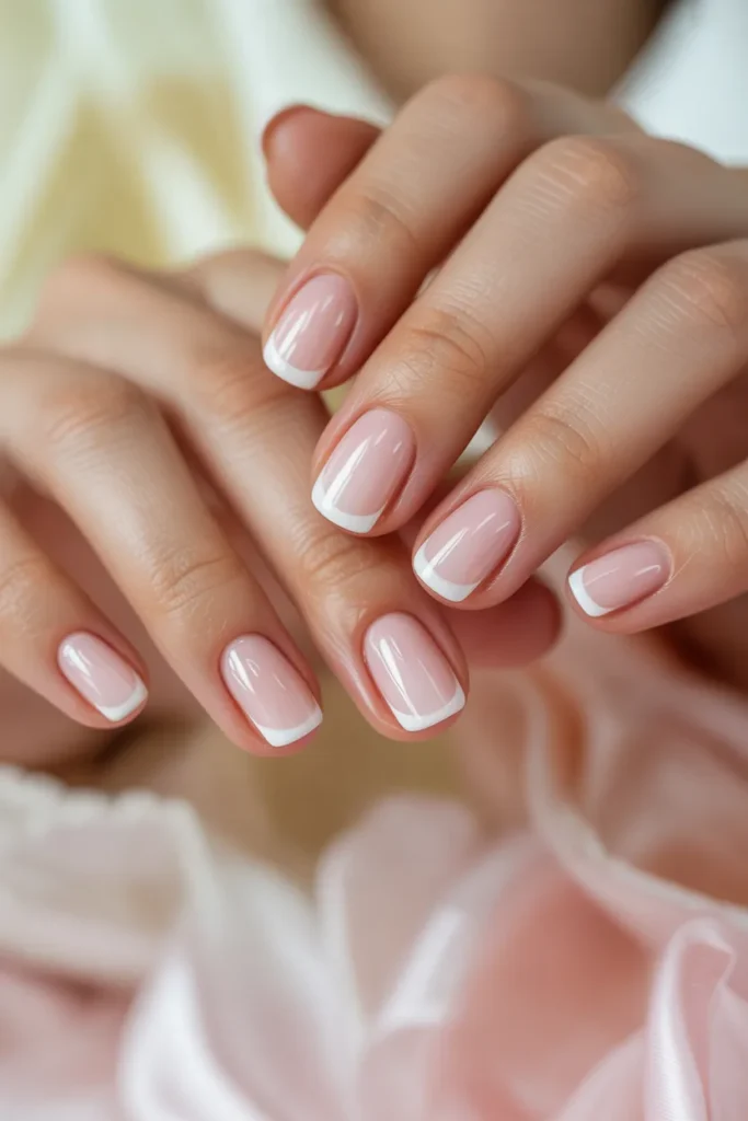 ombre french tip nails, pink gradient