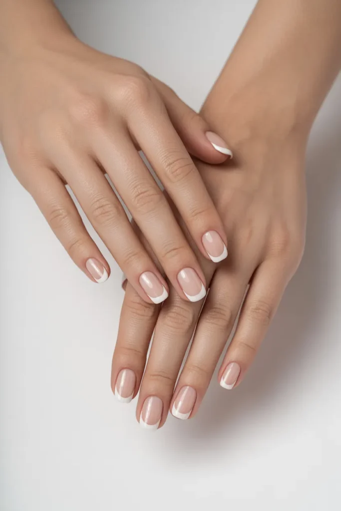 outline French nails, minimal style