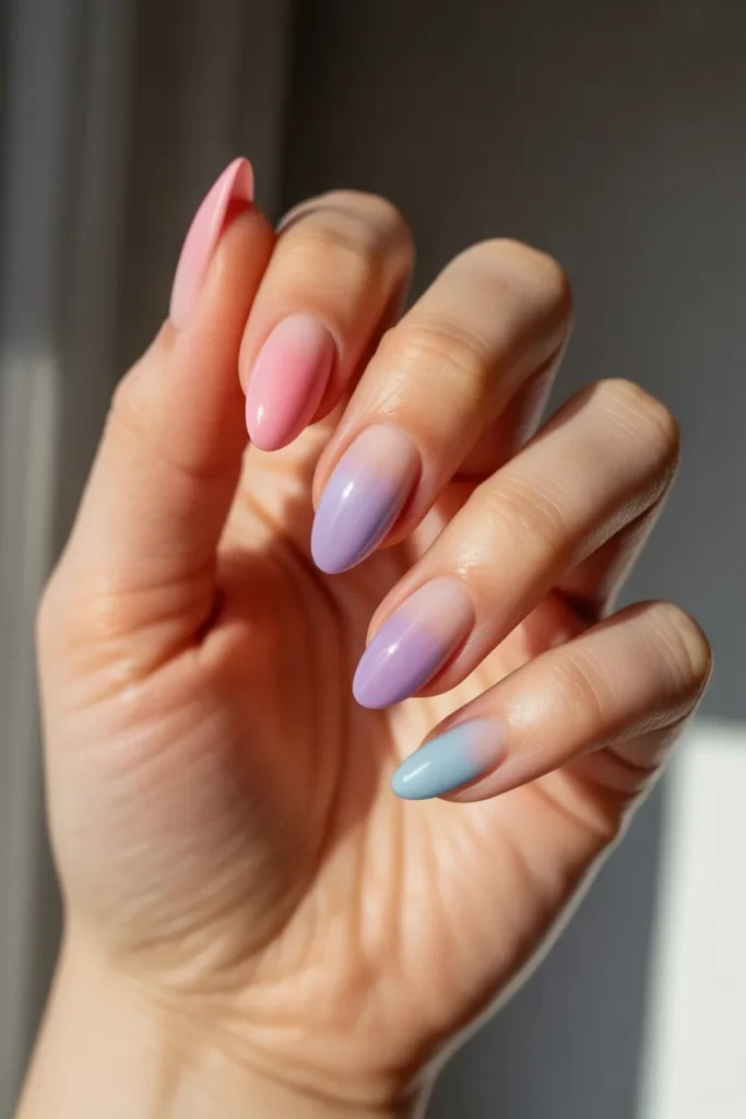 pastel ombre nails blending pink