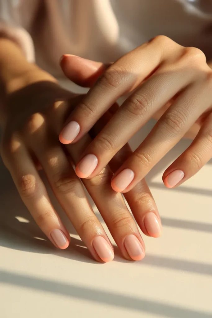 peach french tip nails