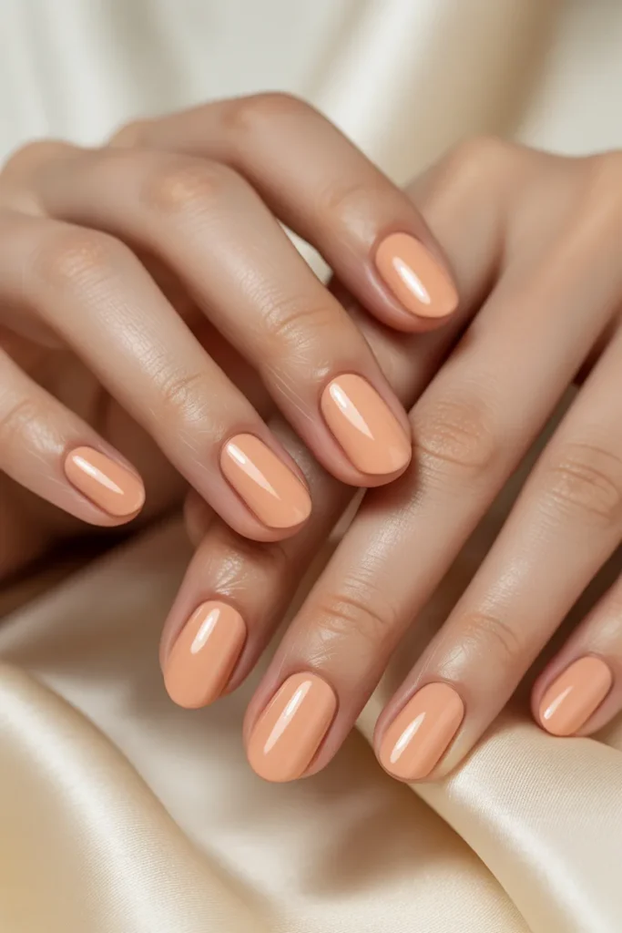 peach nude nails
