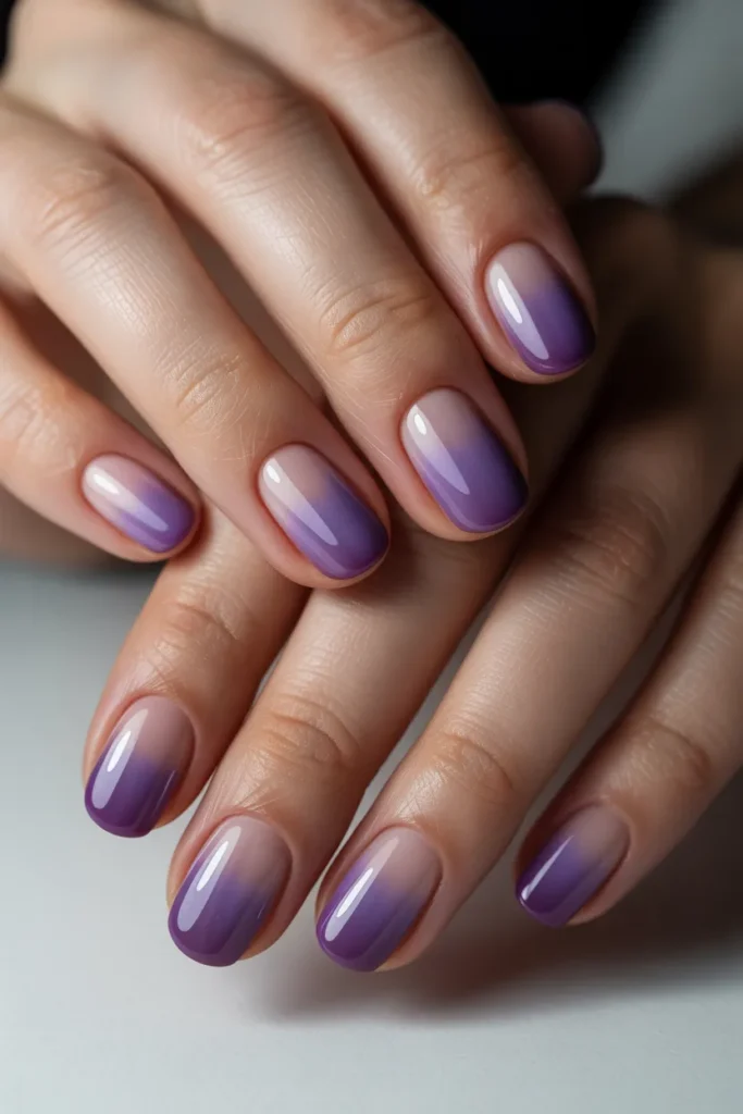 purple gradient french tip nails