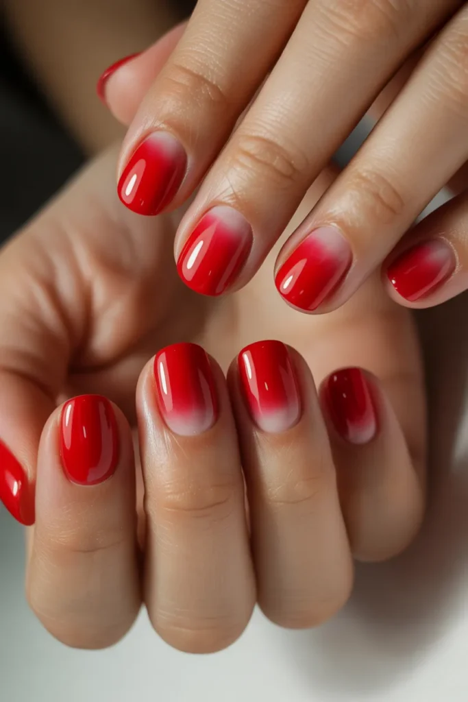 red ombre nails gradient