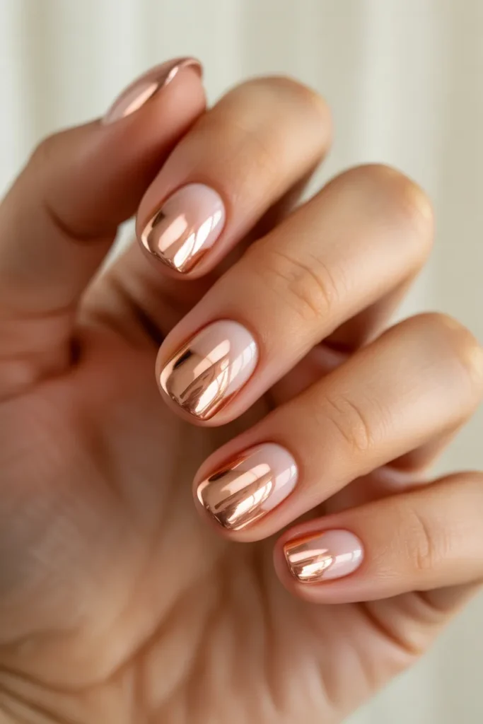 rose gold french tip nails