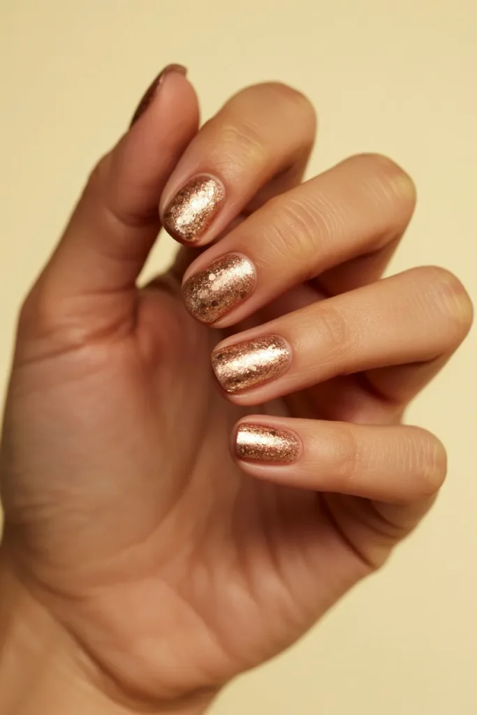 rose gold glitter nails