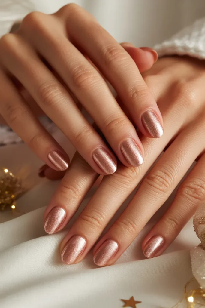 rose gold nails shimmer