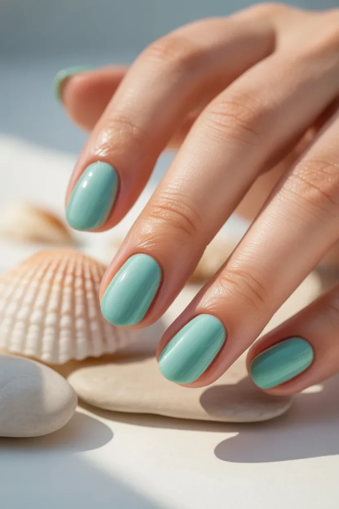 seafoam green nails