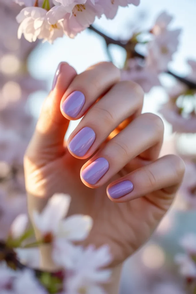 soft lilac nails, pastel purple solid color