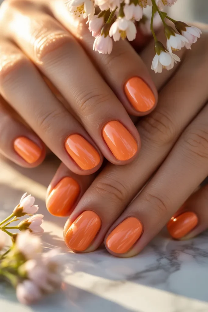 soft tangerine nails
