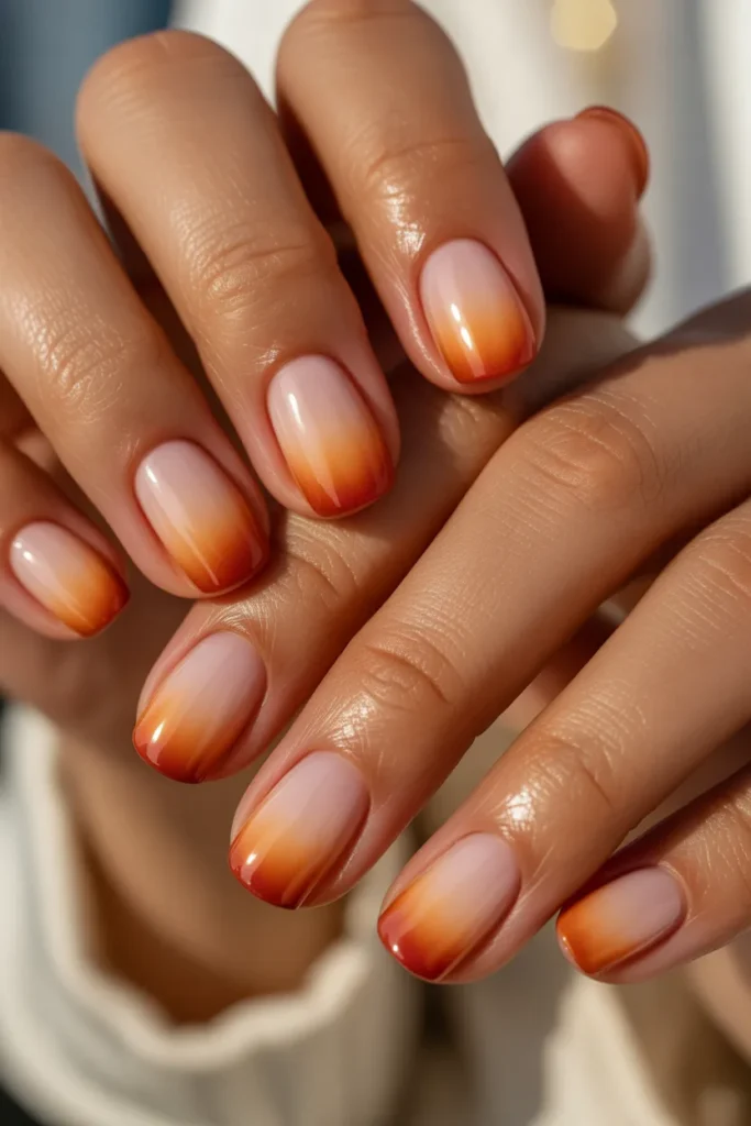sunset ombre french tip nails