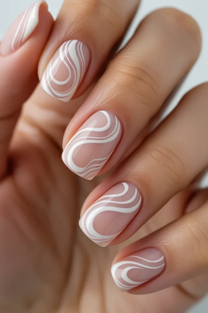 swirl french tip nail
