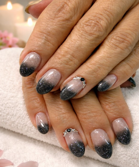 Silver Glitter with Rhinestone Cross