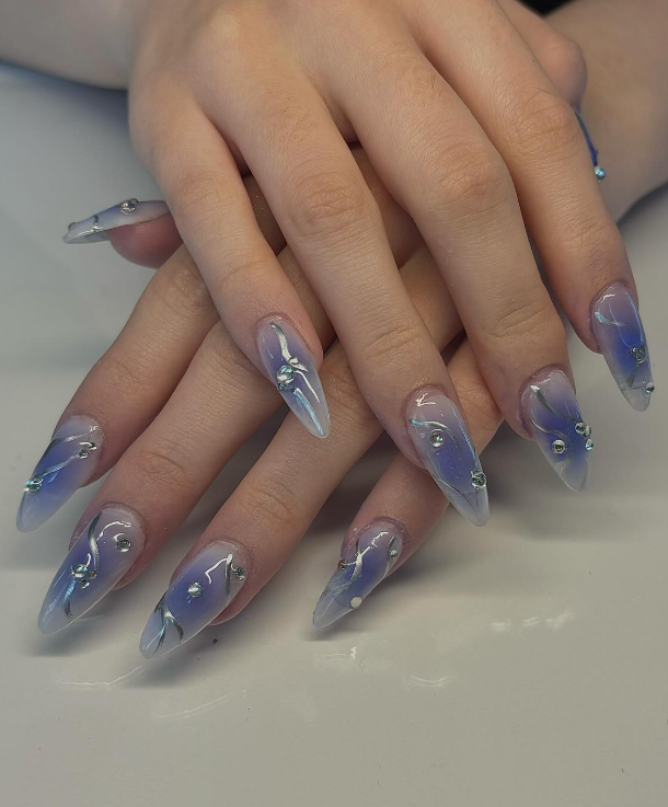 Silver and Blue Rhinestone Design