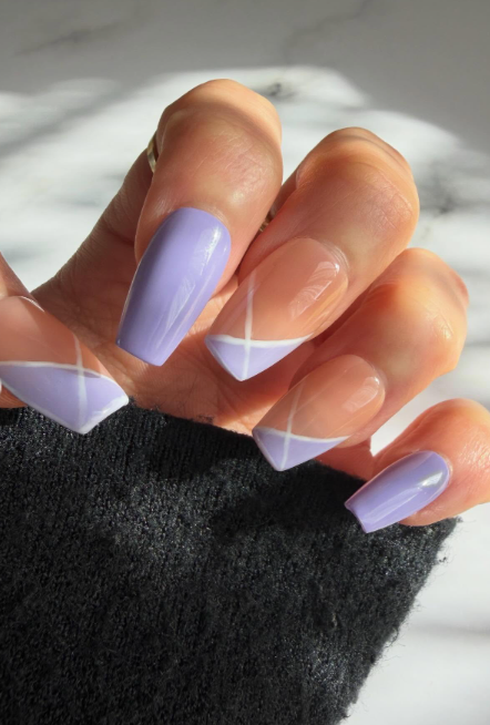 Bold Purple Nails with Rhinestone Crosses