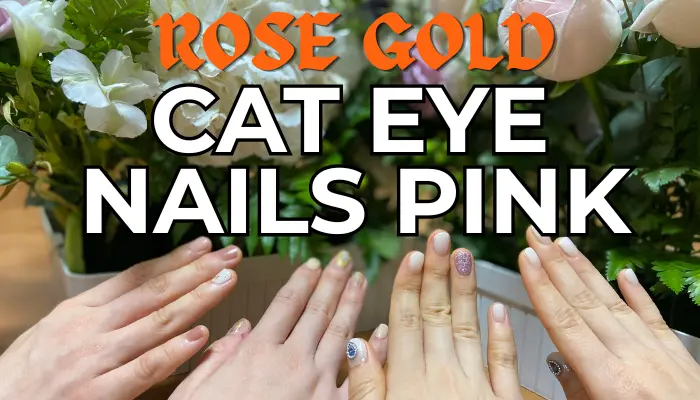 rose gold cat eye nails pink