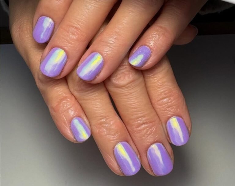 Lavender Aurora Chrome Nails