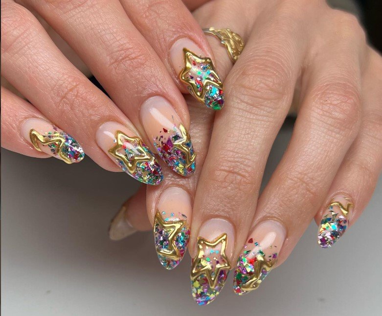 Mixed Fruit Confetti Nail Art