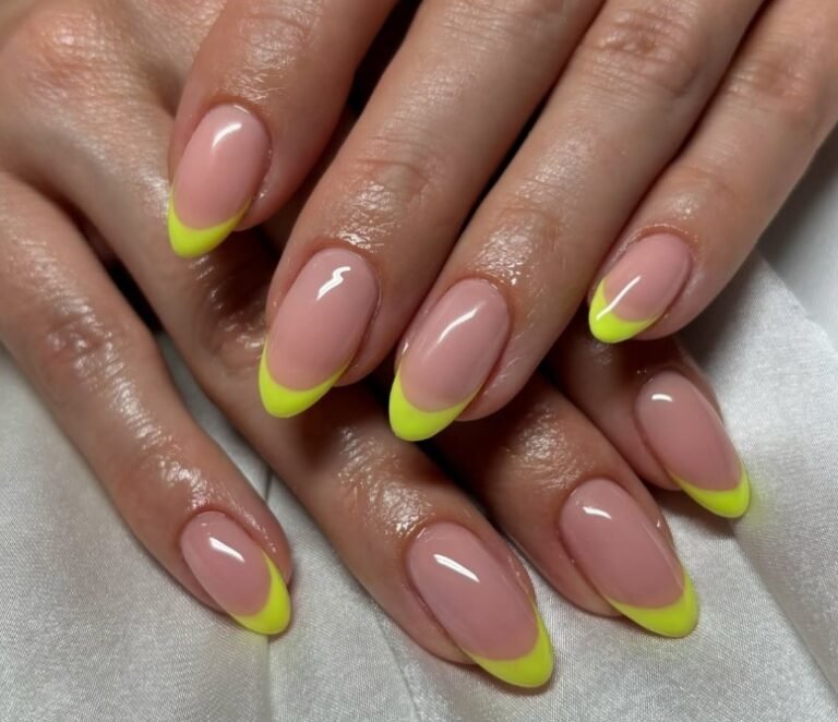 Neon Yellow French Tip Nails