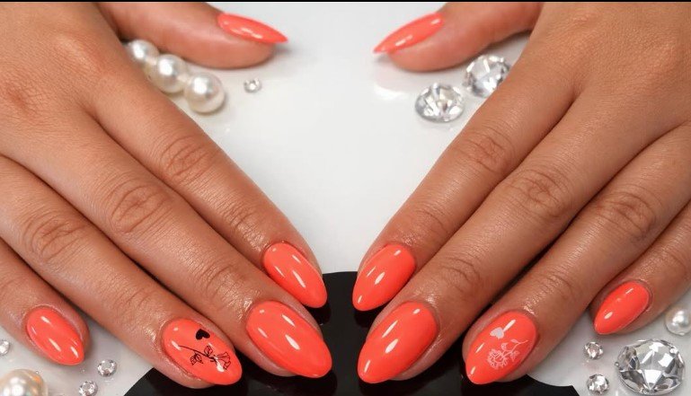 Coral Almond Nails